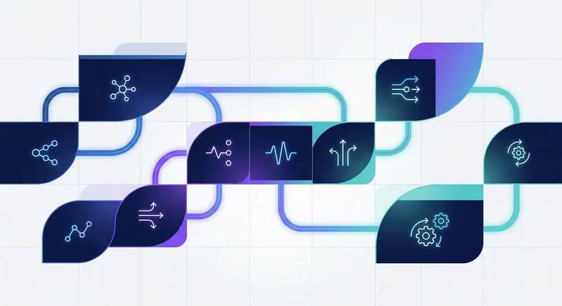 Abstract illustration of a modular grid system and agent playbooks