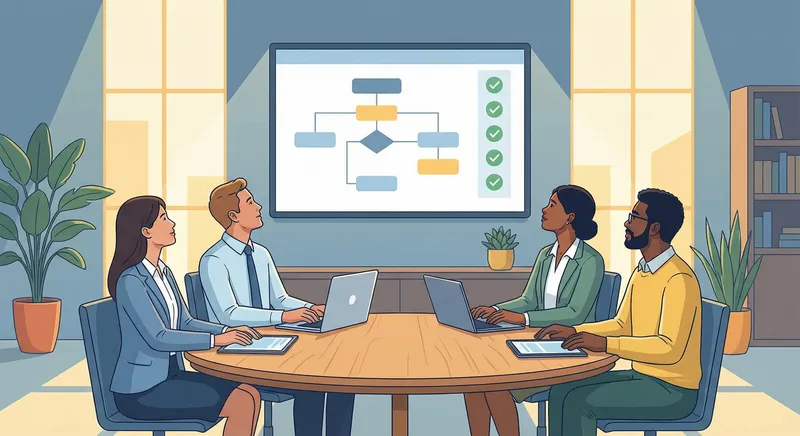 Team meeting discussing content review process