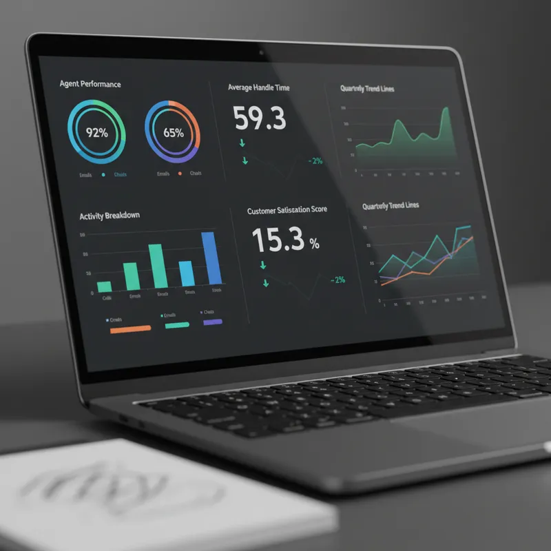 Close up of dashboard with AI agent performance metrics