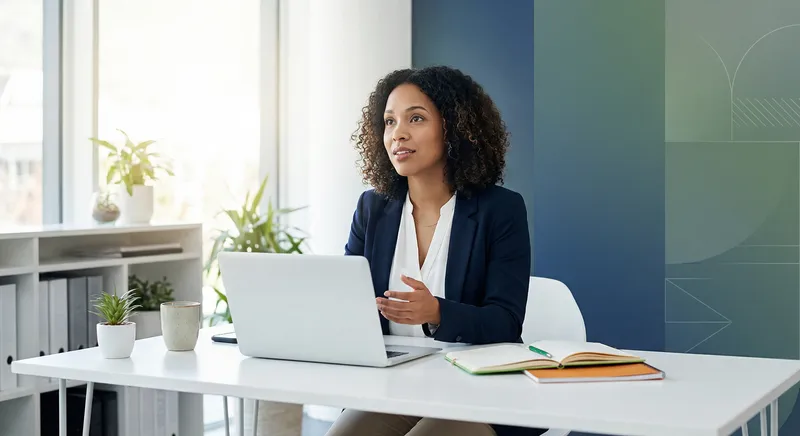 Professional sharing insights in a modern workspace