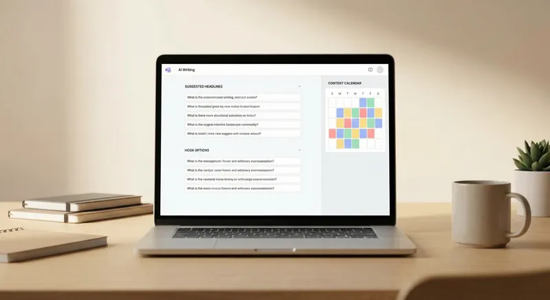 Close up of a user interface showing AI writing suggestions on a laptop screen