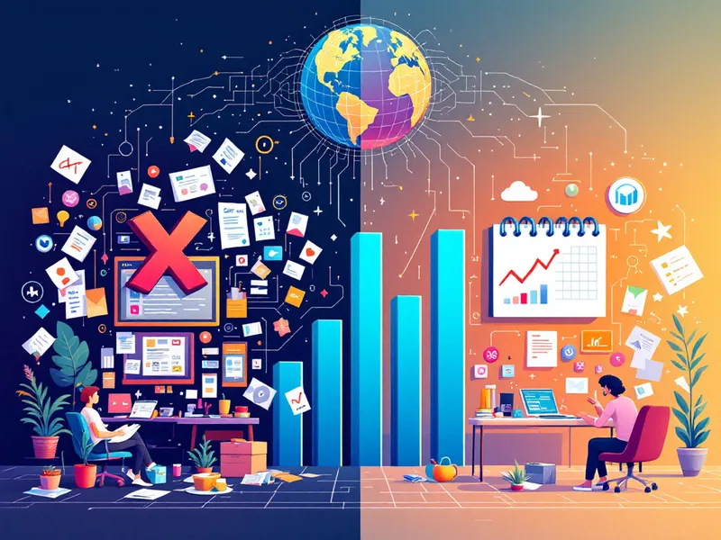 A high-quality infographic demonstrating the transformation of business operations with the use of AI, emphasizing improved accuracy, customer satisfaction, and workflow automation