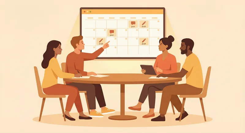 Team planning a content calendar with AI assistance