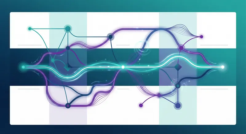 Abstract network diagram with interconnected nodes and flowing pathways, representing fallback routing and system resilience