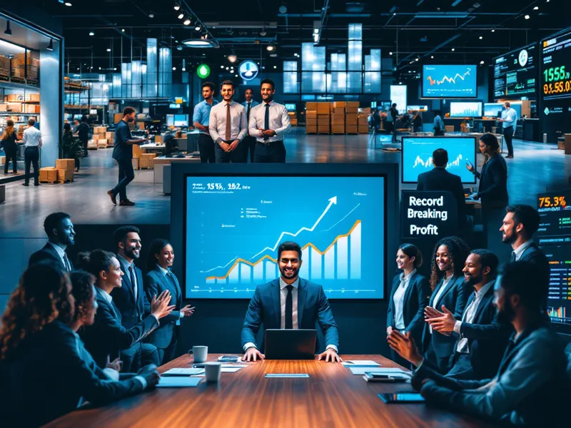 A professional collage image showcasing diverse business settings (retail, logistics, finance) with visual indicators of success, such as upward graphs, smiling team members, and digital interfaces depicting performance metrics