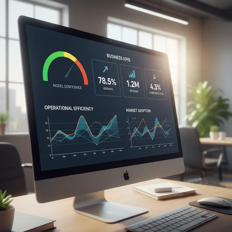 Dashboard showing model and business metrics