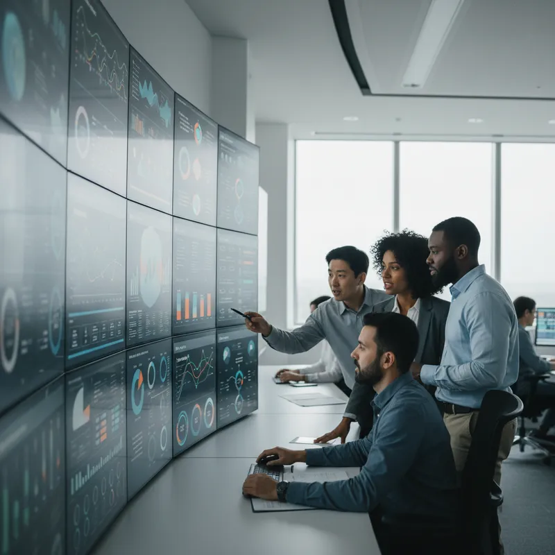 Team reviewing workflow dashboards