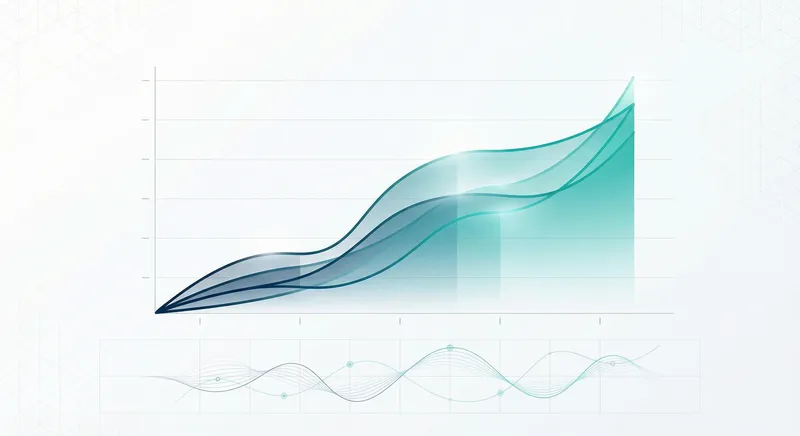 Dashboard visualization showing revenue growth curves and business metrics