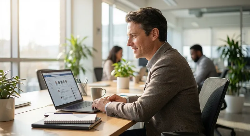 Professional networking on a laptop