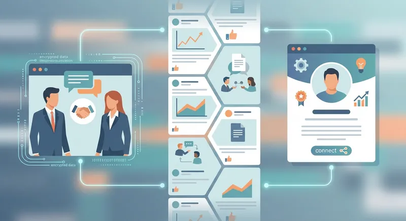 Professional networking illustration showing messaging and profile visits