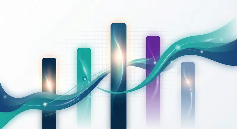 Abstract visualization of five interconnected metric pillars with flowing data streams