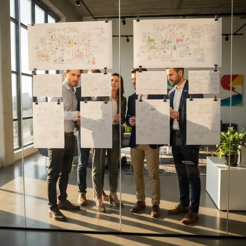 Team reviewing process maps